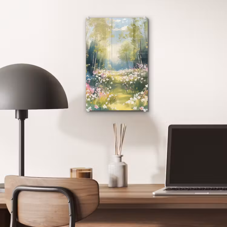 Glas schilderij - Bos - Schilderstijl - Kleurrijk — 7