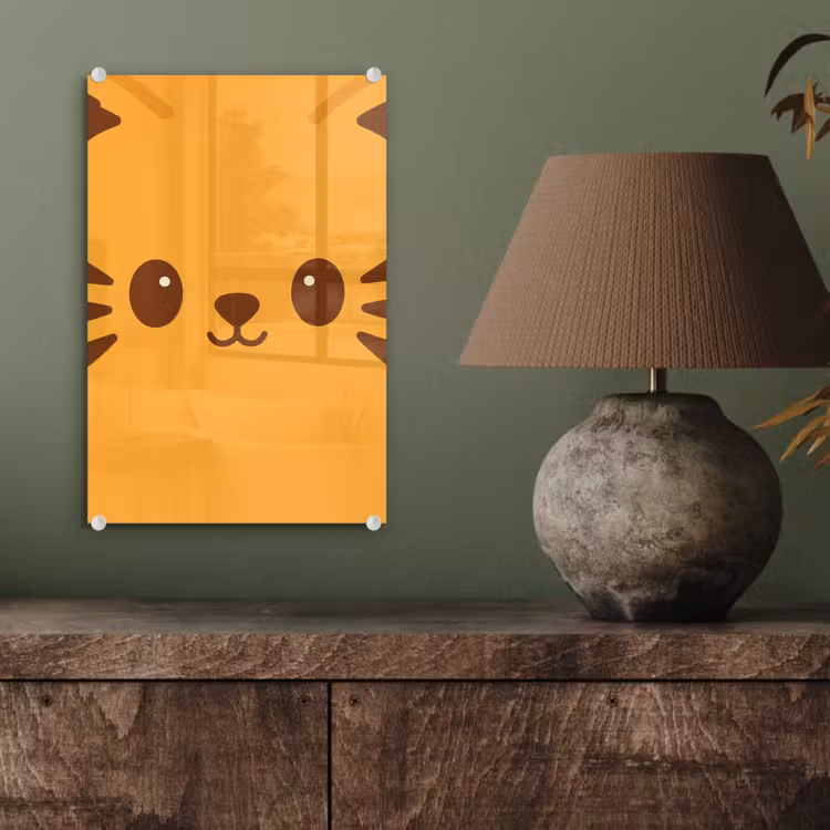 Glas schilderij - Kat - Simplistisch - Oranje - Vrolijk — 4