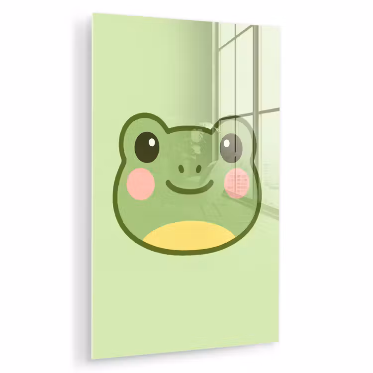 Glas schilderij - Kikker - Groen - Vriendelijkheid — 1