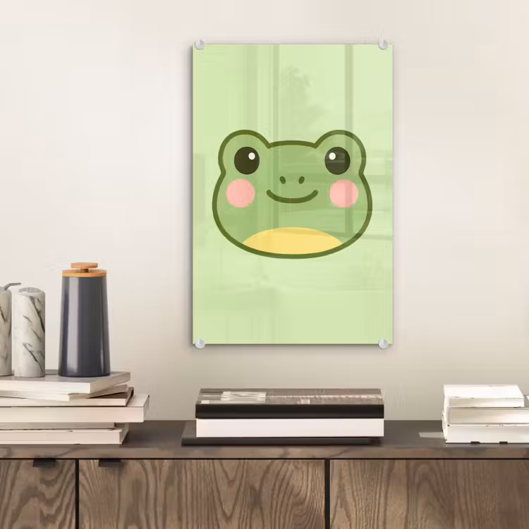 Glas schilderij - Kikker - Groen - Vriendelijkheid — 2