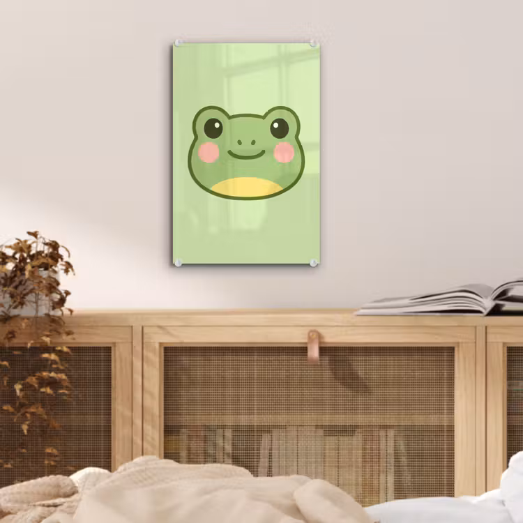 Glas schilderij - Kikker - Groen - Vriendelijkheid — 5