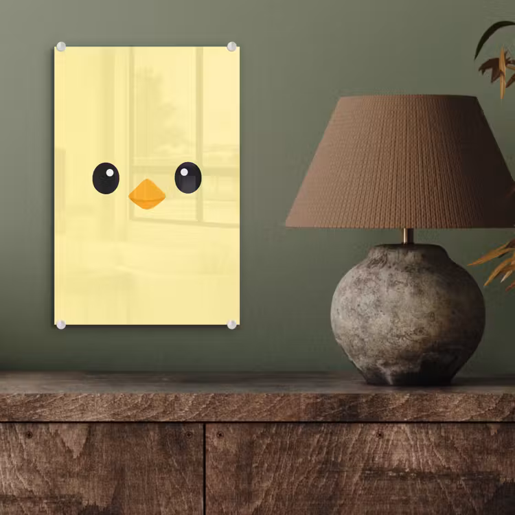 Glas schilderij - Kuiken - Vrolijk - Geel - Minimalistisch — 4
