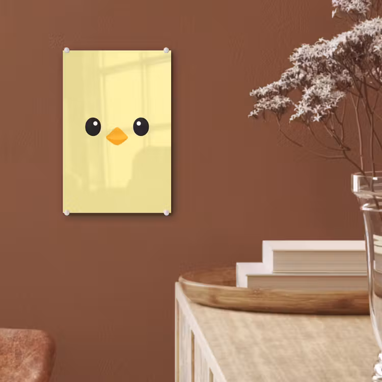 Glas schilderij - Kuiken - Vrolijk - Geel - Minimalistisch — 6