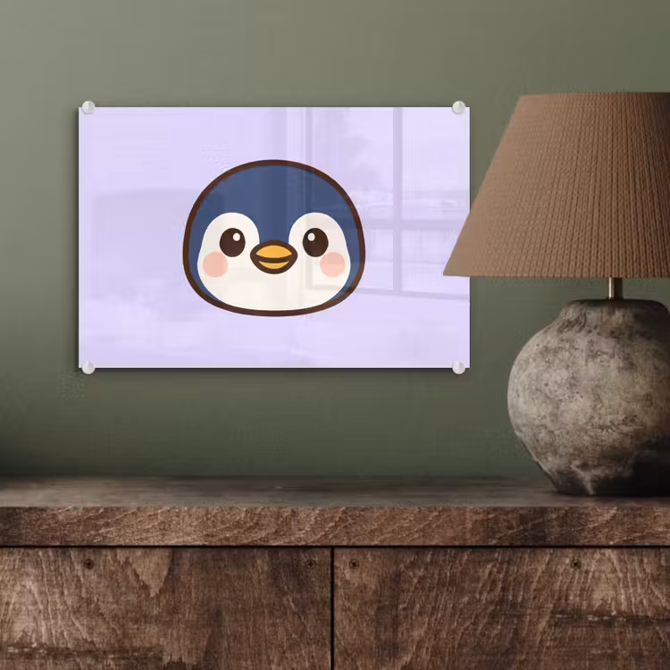 Glas schilderij - Pinguïn - Paars - Schattig — 4