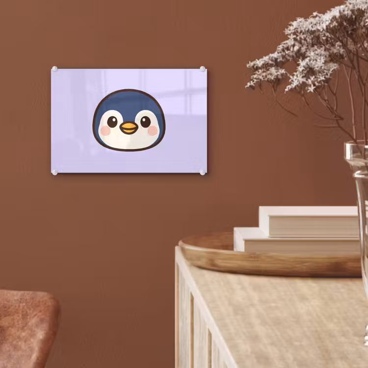 Glas schilderij - Pinguïn - Paars - Schattig — 6