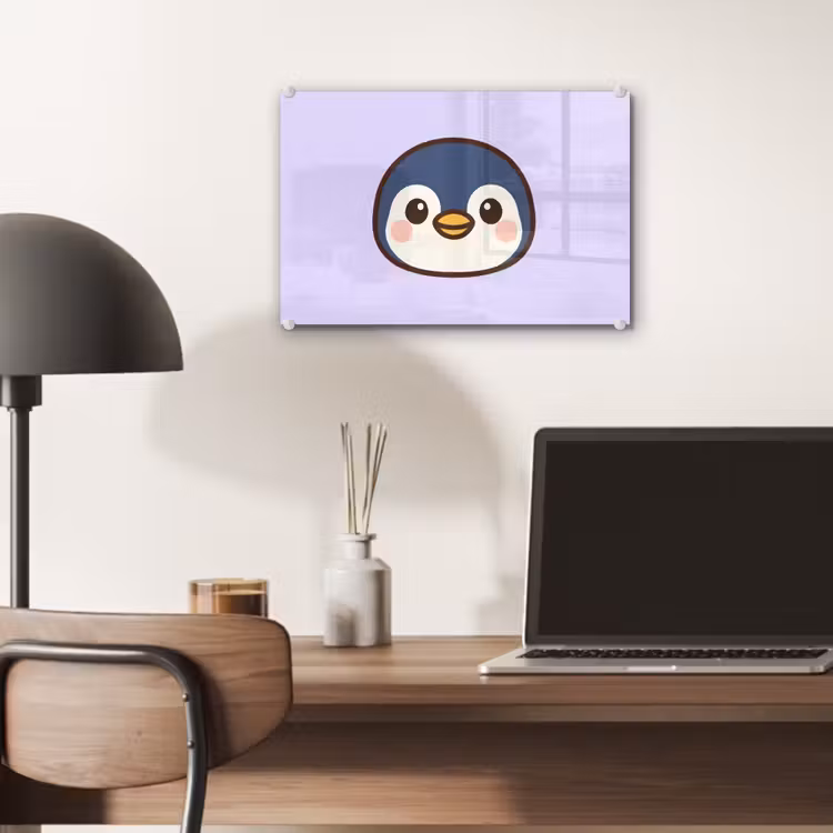 Glas schilderij - Pinguïn - Paars - Schattig — 7