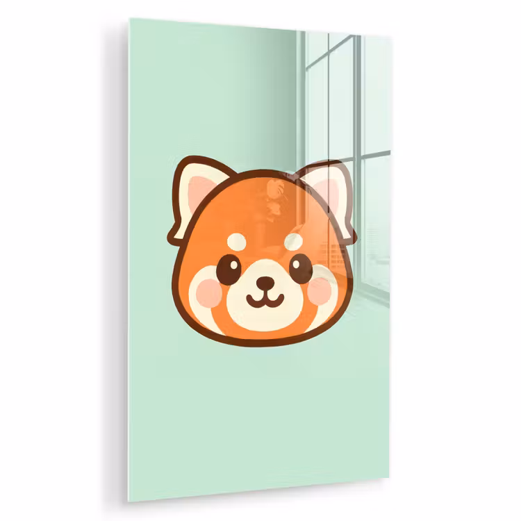 Glas schilderij - Rode panda - Groen - Cartoon — 1
