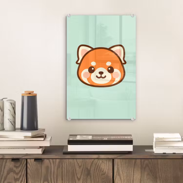 Glas schilderij - Rode panda - Groen - Cartoon — 2
