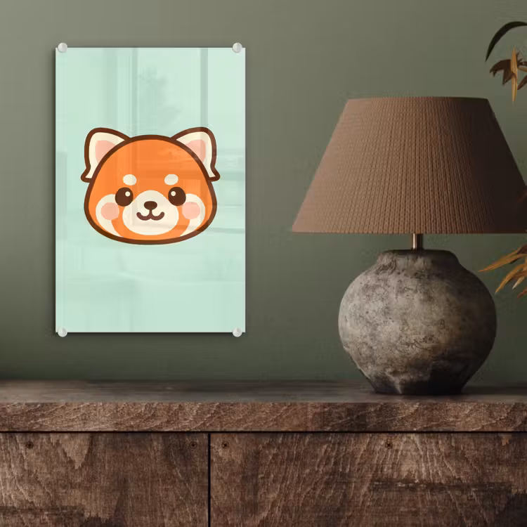 Glas schilderij - Rode panda - Groen - Cartoon — 4