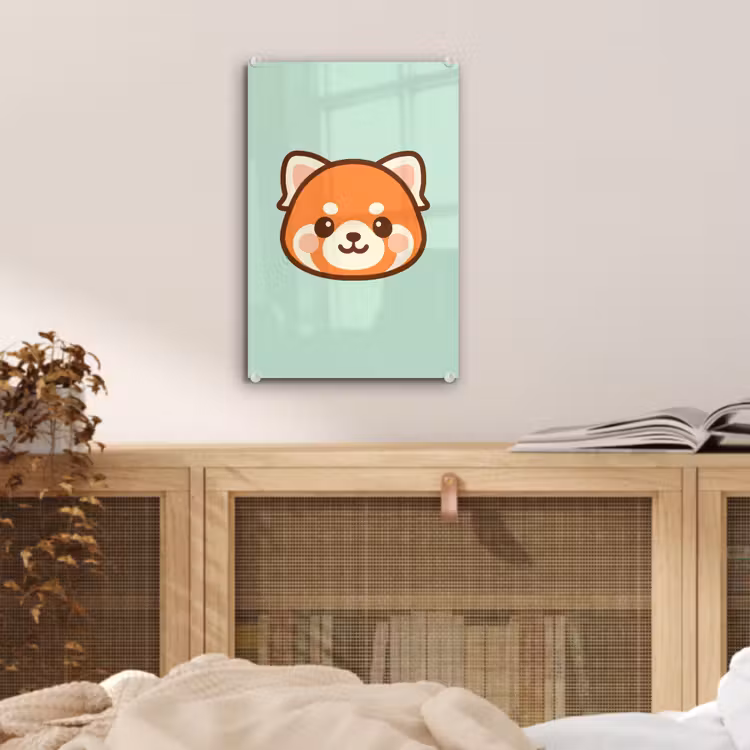 Glas schilderij - Rode panda - Groen - Cartoon — 5