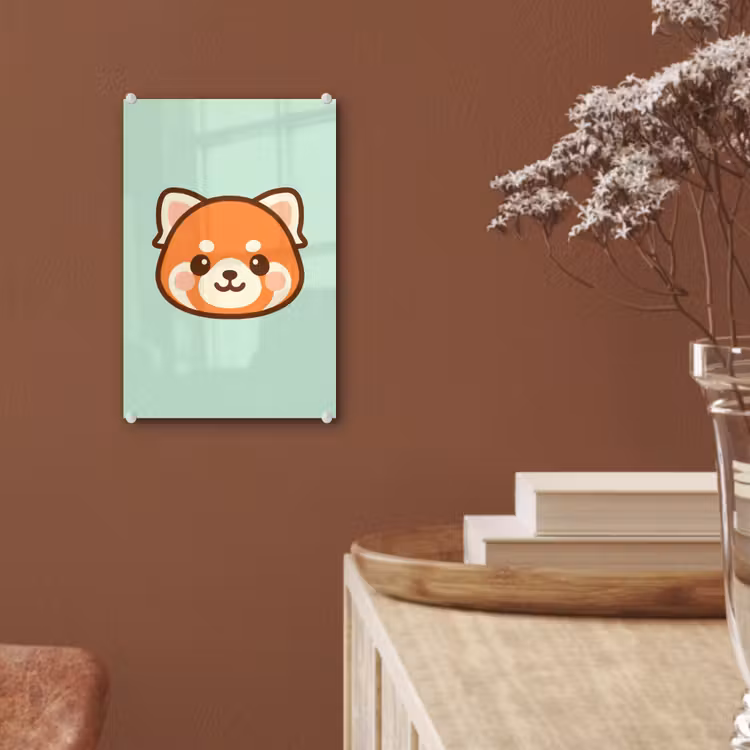 Glas schilderij - Rode panda - Groen - Cartoon — 6