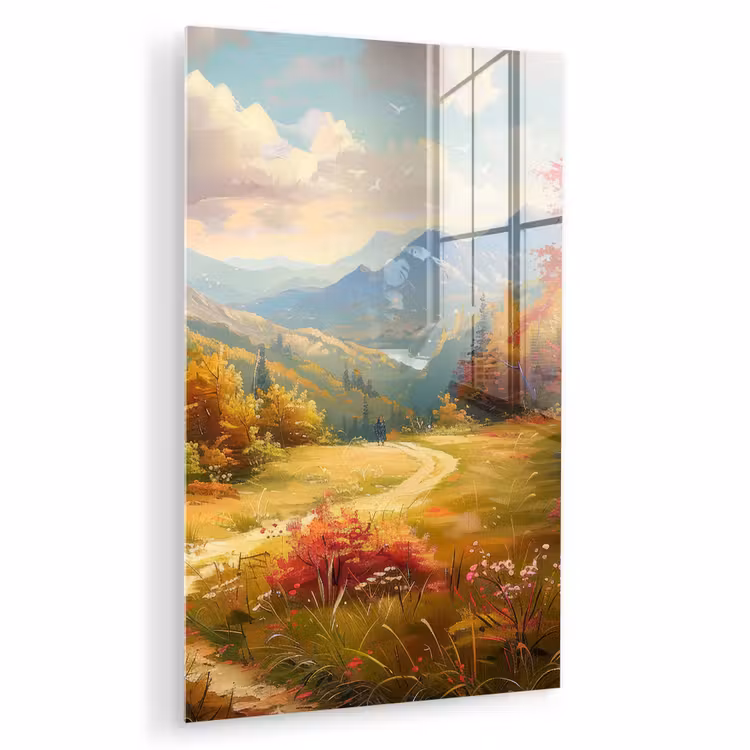 Glas schilderij - Landschap - Illustratie - Natuur — 1