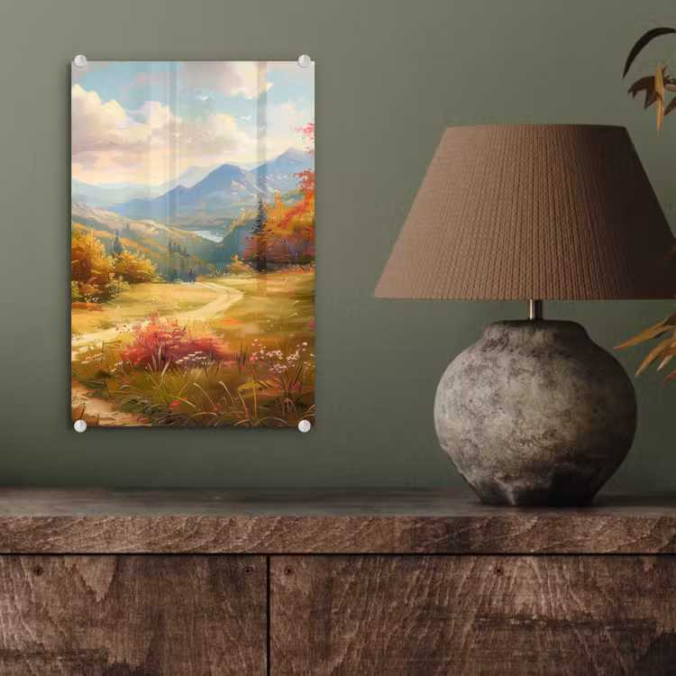 Glas schilderij - Landschap - Illustratie - Natuur — 4