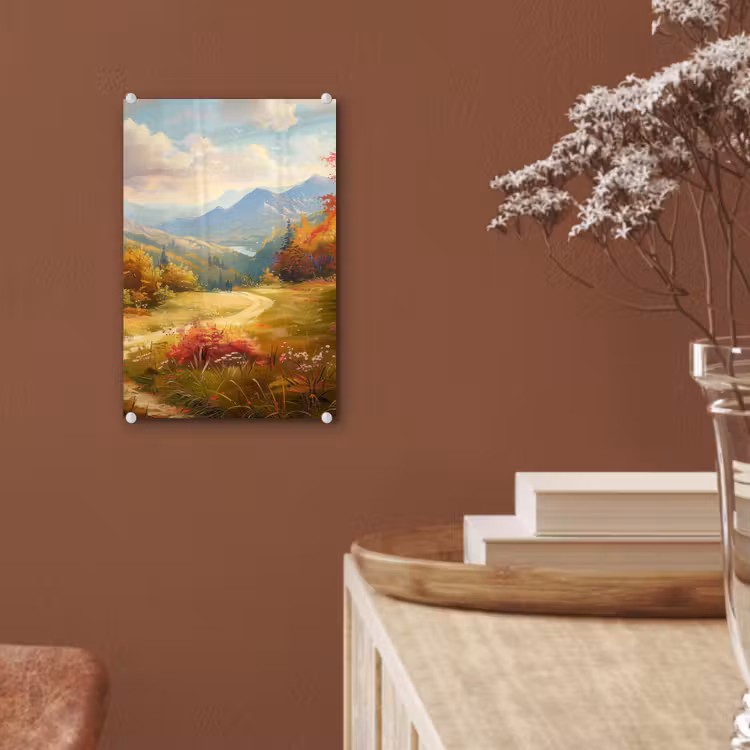 Glas schilderij - Landschap - Illustratie - Natuur — 6