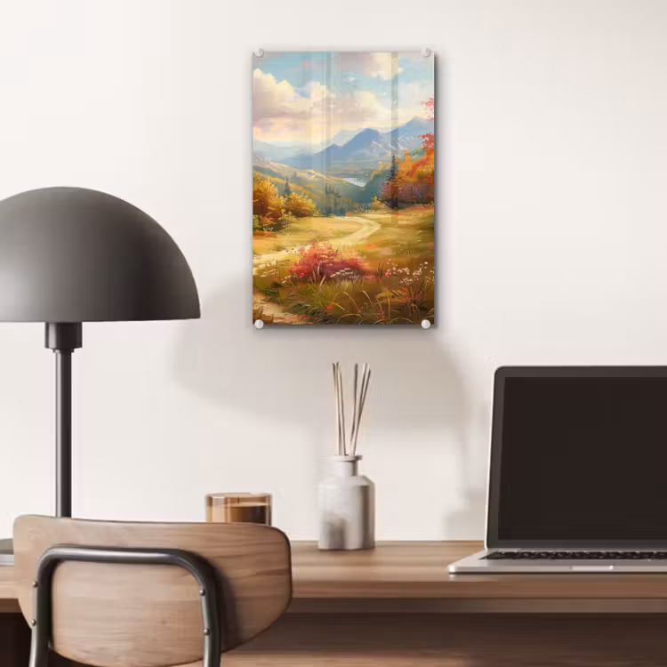 Glas schilderij - Landschap - Illustratie - Natuur — 7