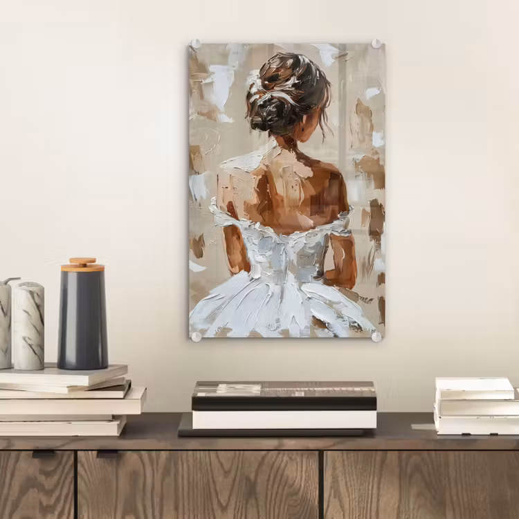Glas schilderij - Vrouw - Verf - Abstract - Beige - Modern — 2
