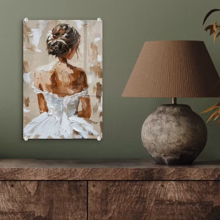 Glas schilderij - Vrouw - Verf - Abstract - Beige - Modern — 4