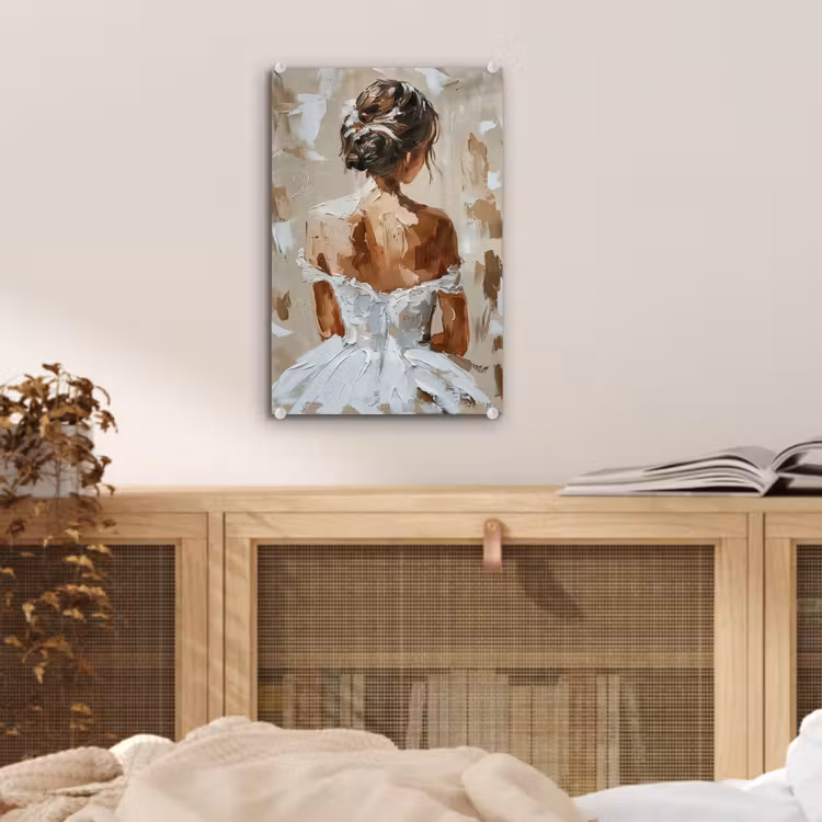 Glas schilderij - Vrouw - Verf - Abstract - Beige - Modern — 5