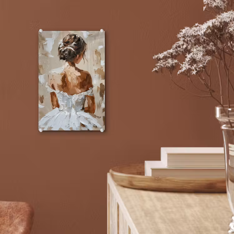 Glas schilderij - Vrouw - Verf - Abstract - Beige - Modern — 6