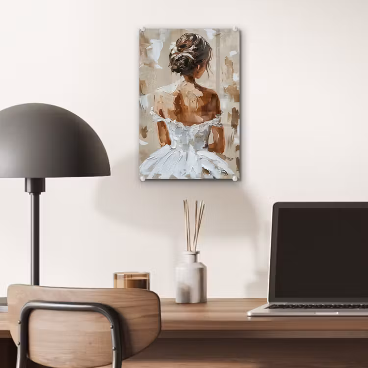 Glas schilderij - Vrouw - Verf - Abstract - Beige - Modern — 7