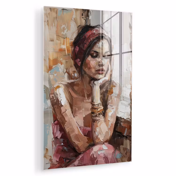 Glas schilderij - Vrouw - Verflook - Portret - Modern — 1