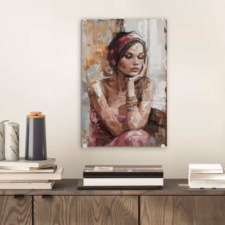 Glas schilderij - Vrouw - Verflook - Portret - Modern — 2