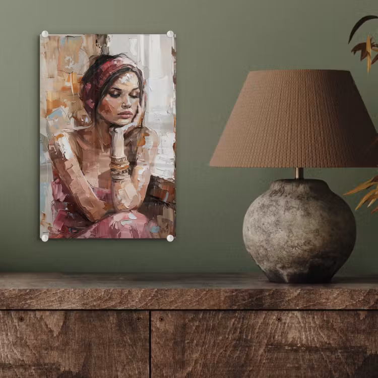 Glas schilderij - Vrouw - Verflook - Portret - Modern — 4