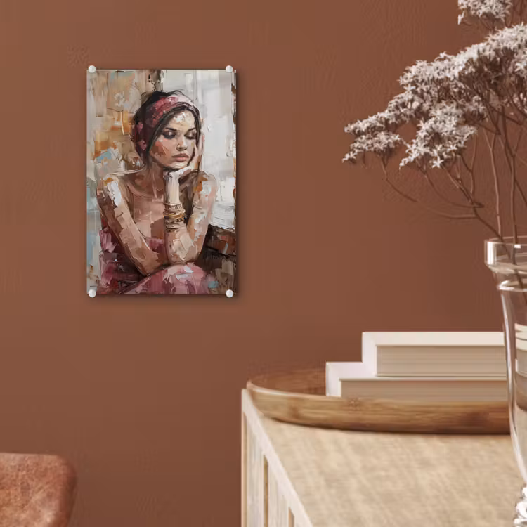 Glas schilderij - Vrouw - Verflook - Portret - Modern — 6