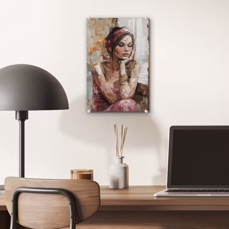 Glas schilderij - Vrouw - Verflook - Portret - Modern — 7