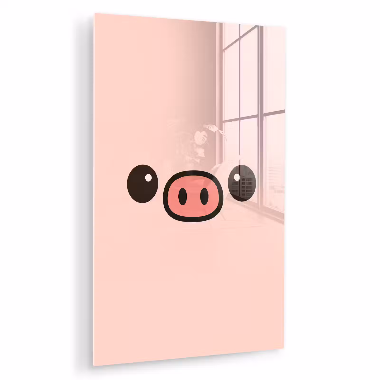 Glas schilderij - Varken - Roze - Minimalistisch — 1
