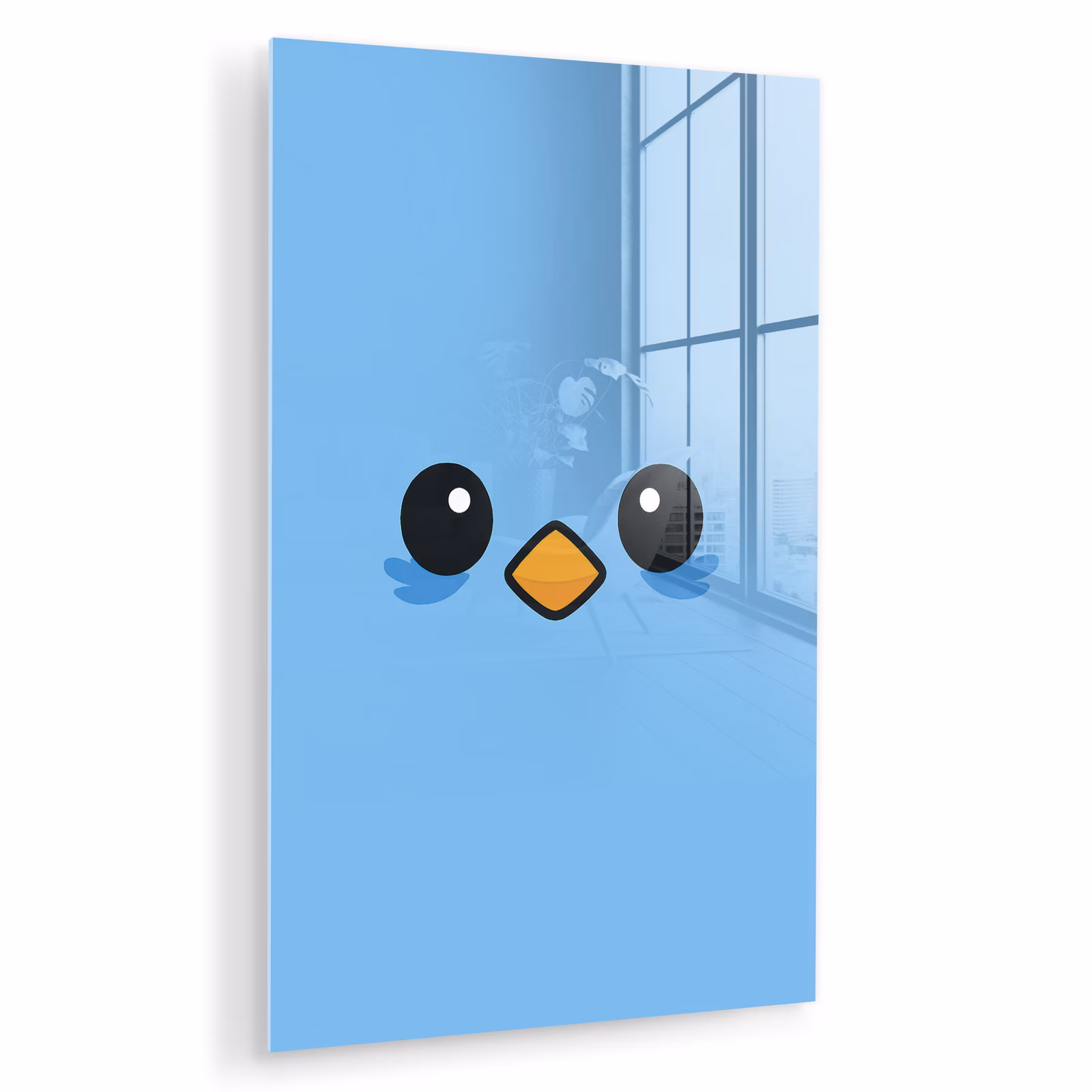 Glas schilderij - Vogel - Blauw - Eenvoudig — 1
