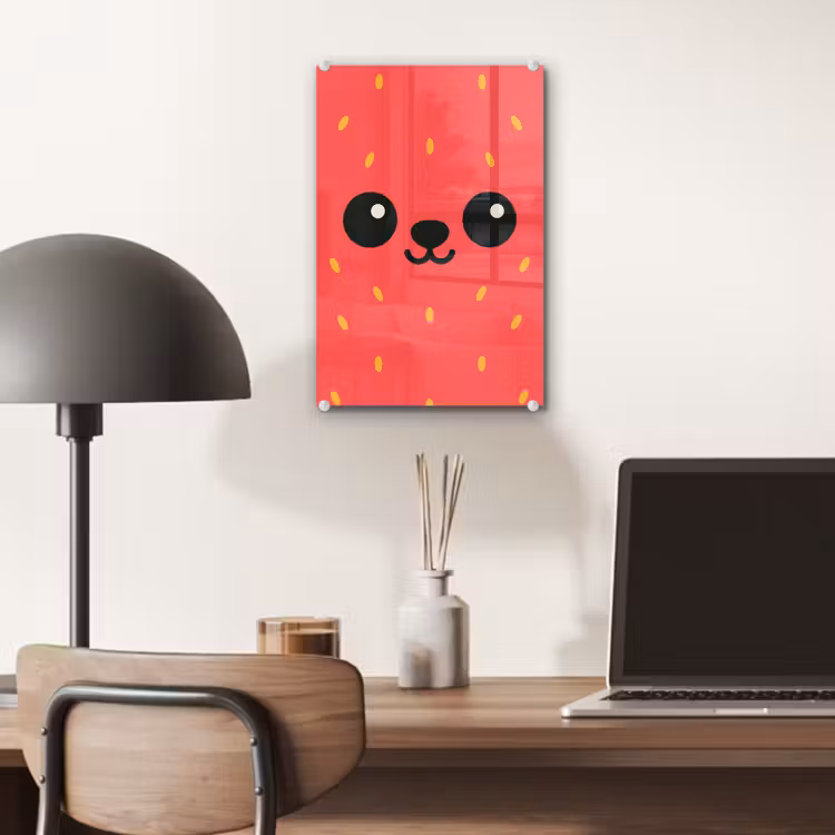 Glas schilderij - Kat - Aardbei - Cartoon — 7