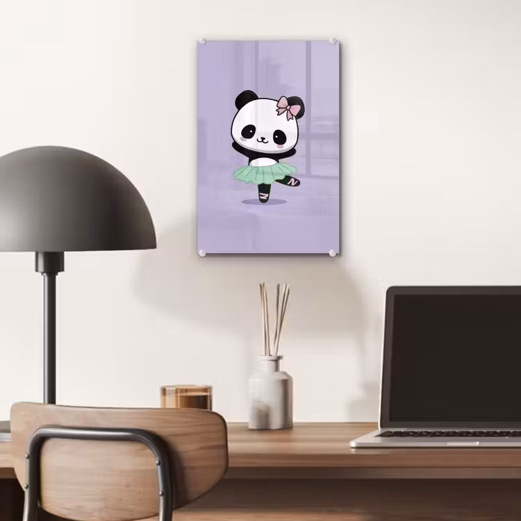 Glas schilderij - Panda - Paars - Sierlijk - Kawaii — 7