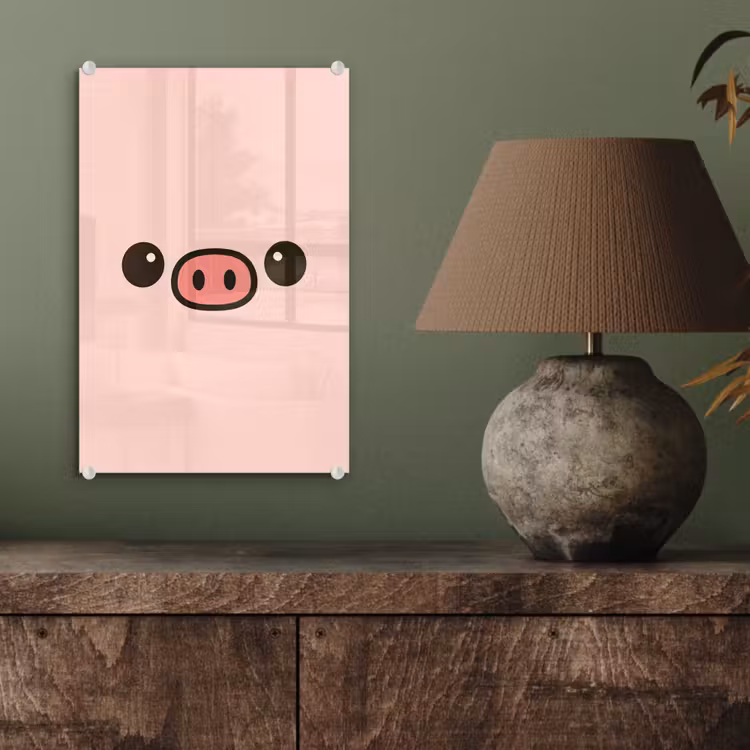 Glas schilderij - Varken - Roze - Minimalistisch — 4