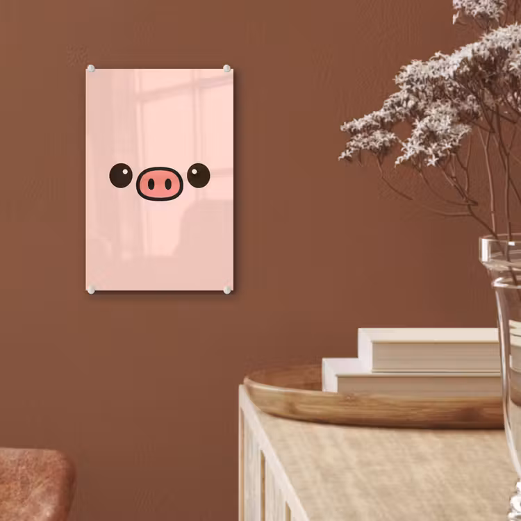 Glas schilderij - Varken - Roze - Minimalistisch — 6