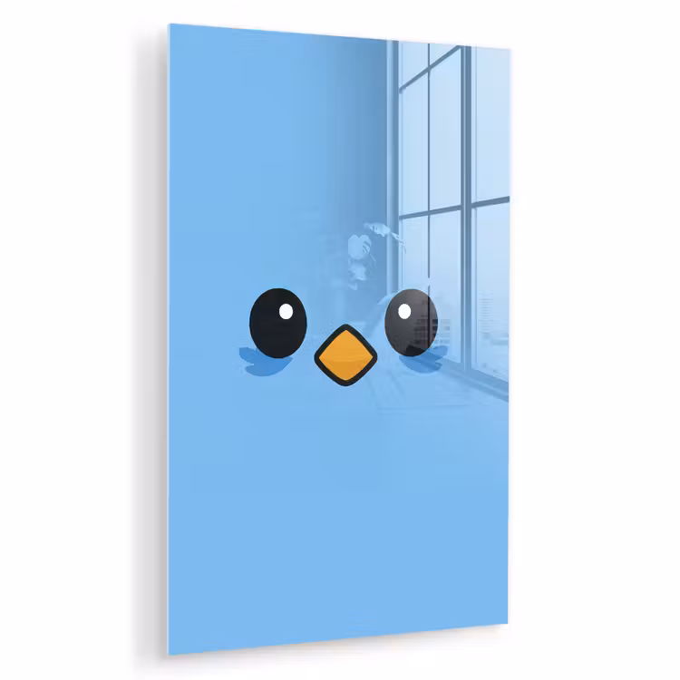 Glas schilderij - Vogel - Blauw - Eenvoudig — 1