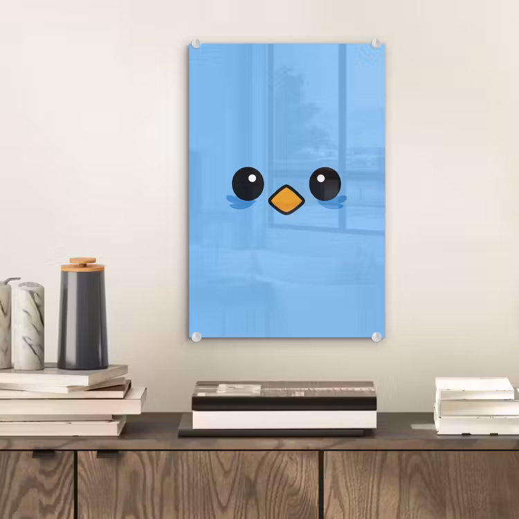 Glas schilderij - Vogel - Blauw - Eenvoudig — 2