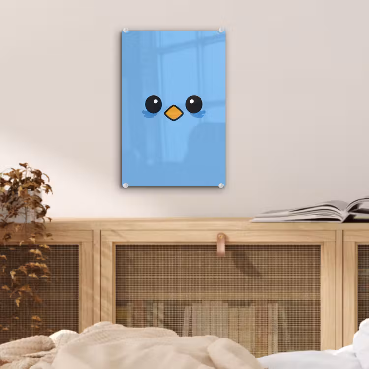 Glas schilderij - Vogel - Blauw - Eenvoudig — 5