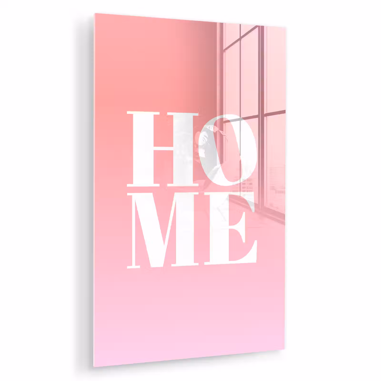 Glas schilderij - Home - Letters - Groot - Roze — 1