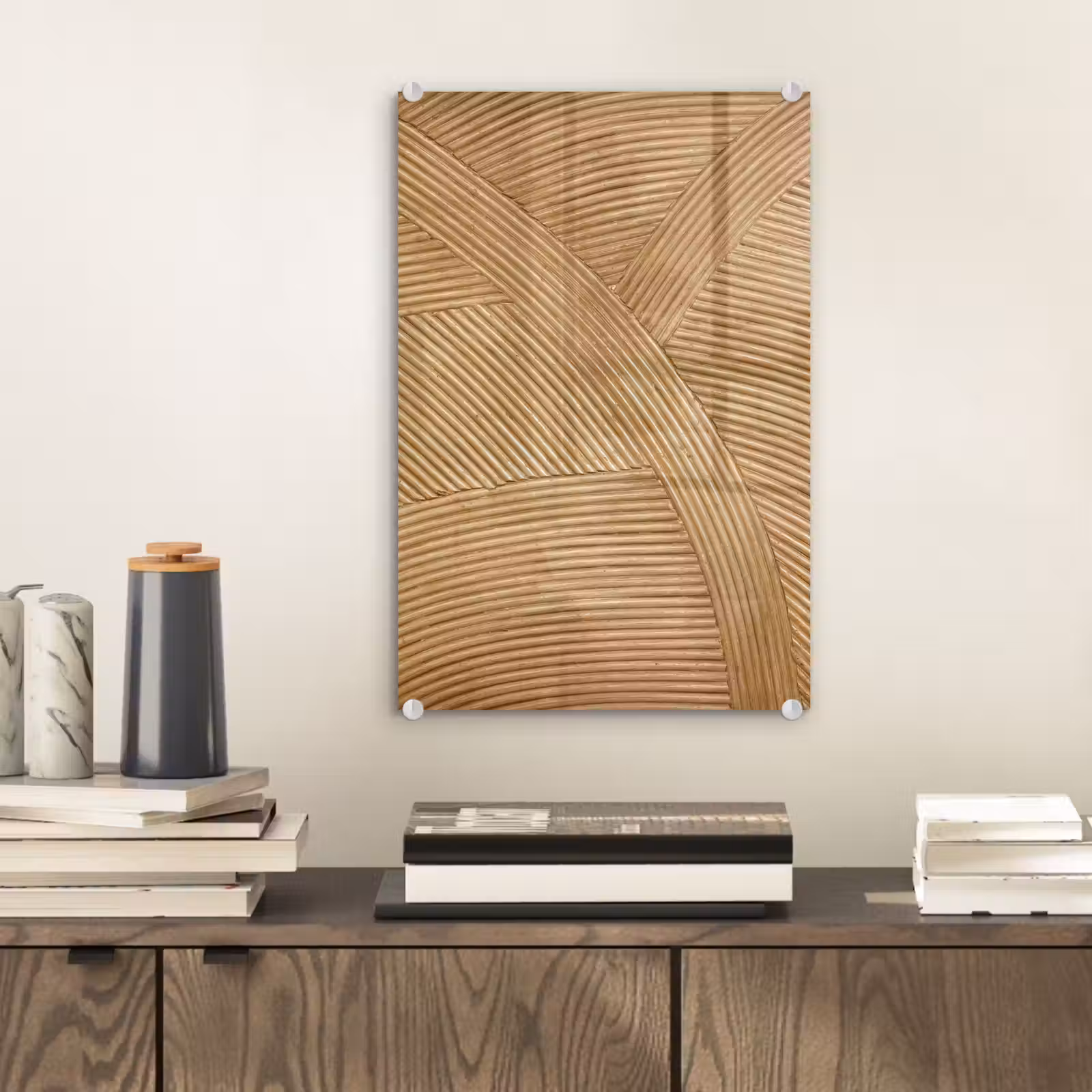 Glas schilderij - Structuur - Natuur - Kunst - Rotan — 1