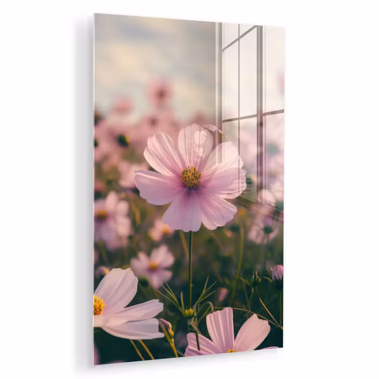 Glas schilderij - Bloemen - Paars - Wazig — 1