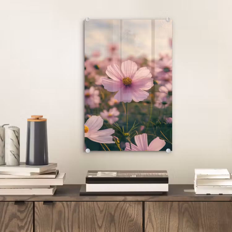 Glas schilderij - Bloemen - Paars - Wazig — 2