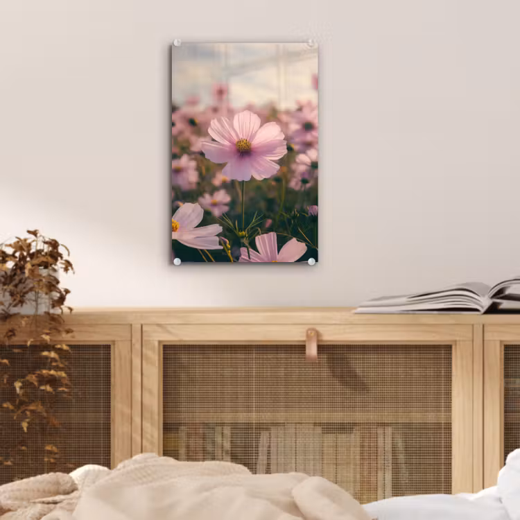Glas schilderij - Bloemen - Paars - Wazig — 5