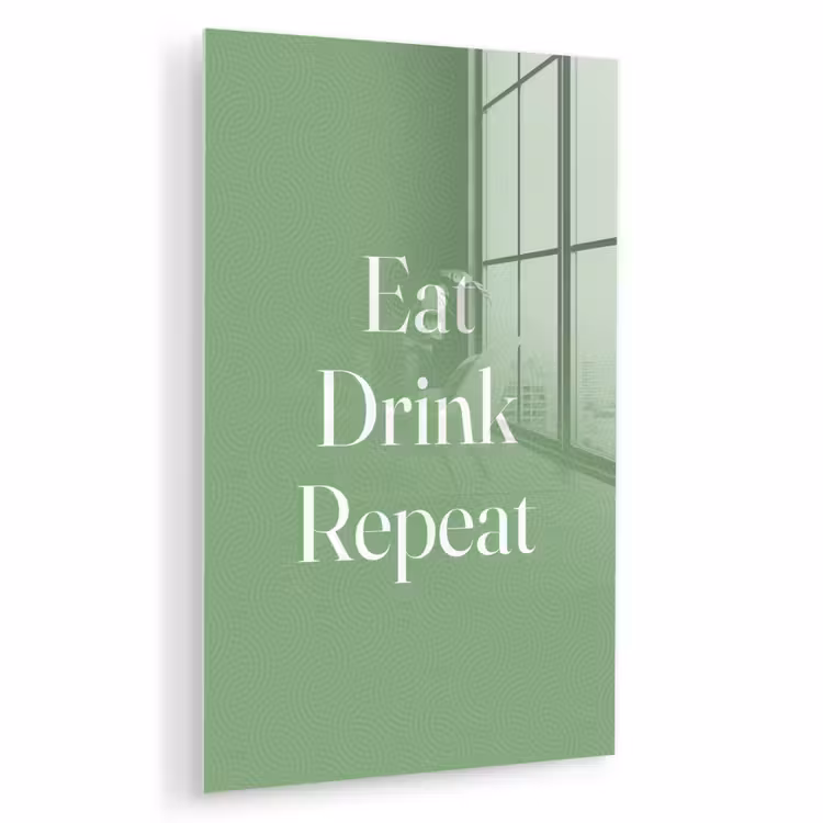 Glas schilderij - Eten - Drinken - Tekst - Mintgroen — 1