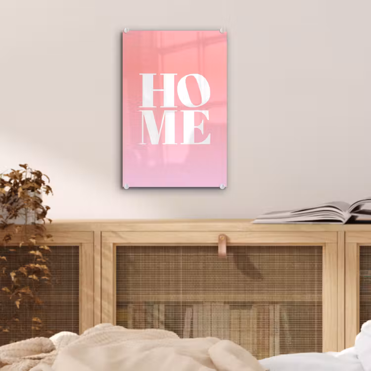 Glas schilderij - Home - Letters - Groot - Roze — 5