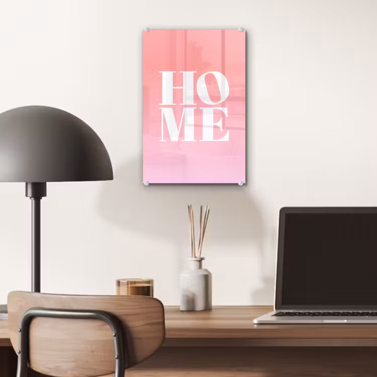 Glas schilderij - Home - Letters - Groot - Roze — 7