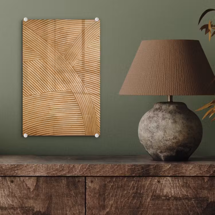 Glas schilderij - Structuur - Natuur - Kunst - Rotan — 3