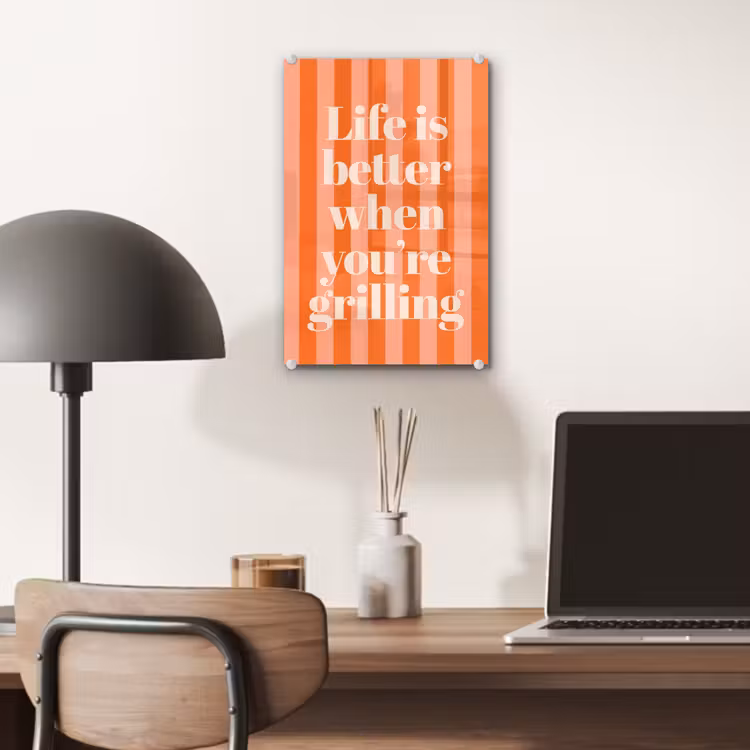 Glas schilderij - Tekst - Gestreept - Oranje - Zomer — 7