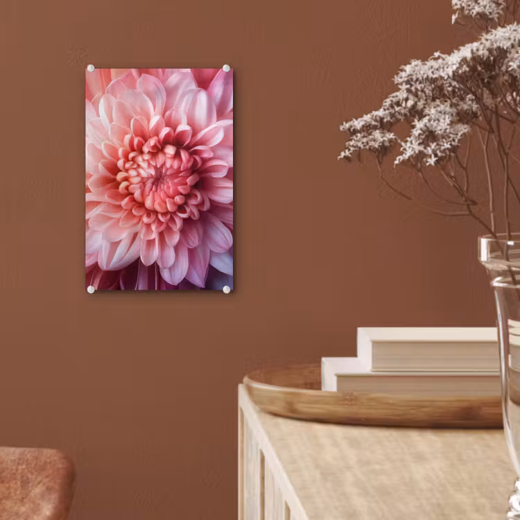 Glas schilderij - Dahlia - Bloem - Close up - Roze — 6