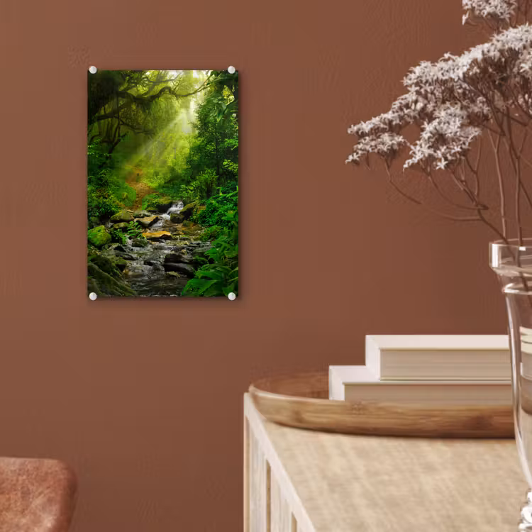 Glas schilderij - Jungle - Water - Bladeren - Zon - Natuur — 6